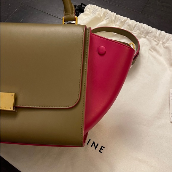 Authentic Celine Trapeze Calfskin Small Bicolor bag light brown and pink women - Picture 9 of 10